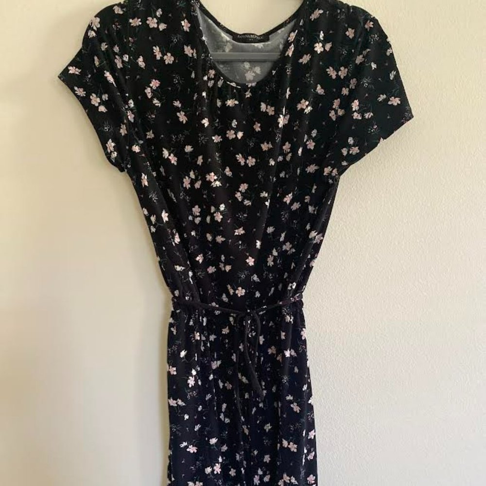 Banana Republic Black Floral Dress - Size M - Picture 2 of 3